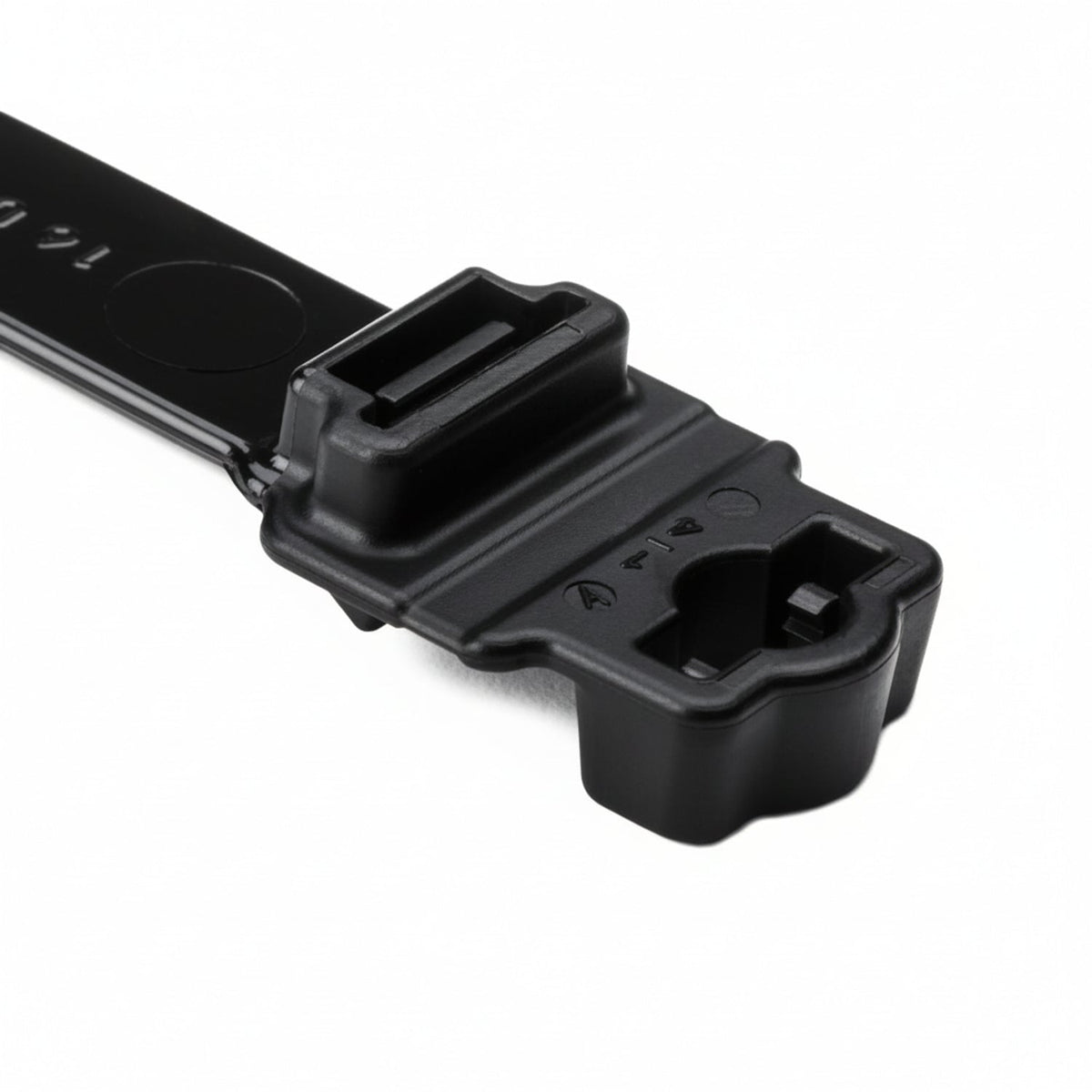 HellermannTyton 157-00400 Wide Strap Cable Tie with .25" Stud Mount, 9.7" Long, .5" Wide, PA66HIRHSUV, Black, 300/Bag