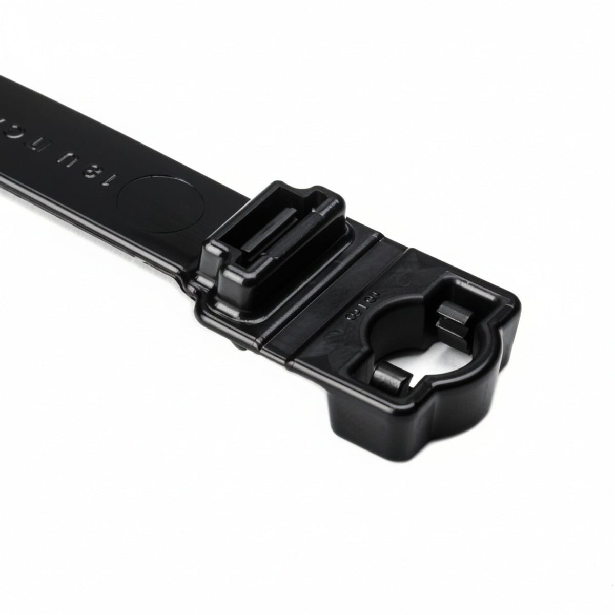 HellermannTyton 157-00403 Wide Strap Cable Tie with .38" Stud Mount, 9.7" Long, .5" Wide, PA66HIRHSUV, Black, 300/Bag