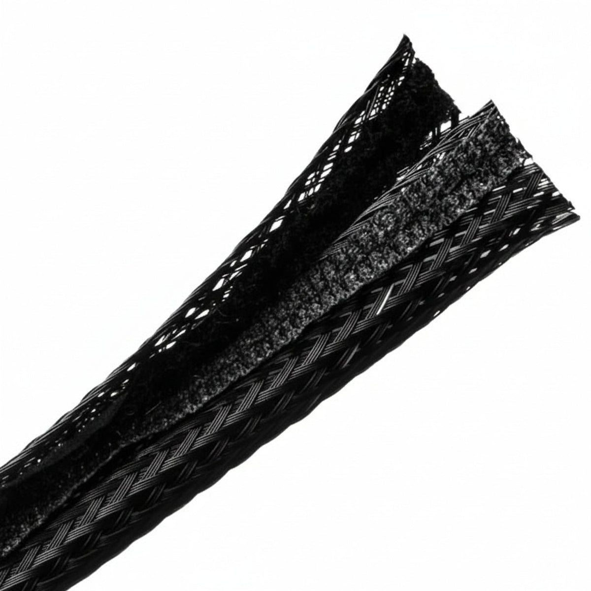 HellermannTyton 170-03148 Braided Sleeving, Hook & Loop, .5" Dia, PET, Black, 100 ft/bulk reel