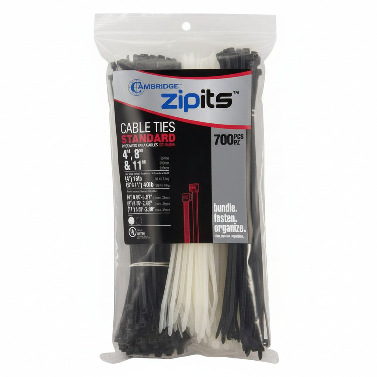 600 Piece Assorted Black & Natural Cable Tie Tube