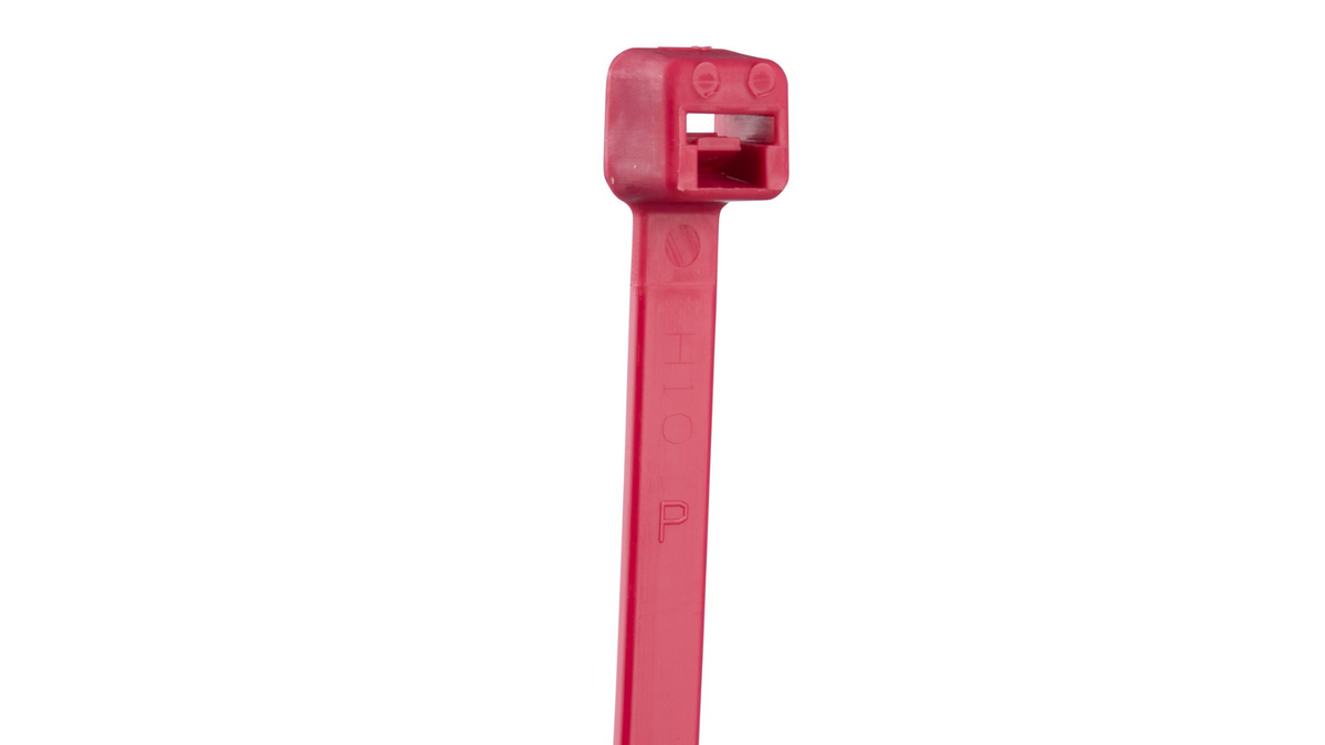 Panduit PLT1M-C2 Pan-Ty® Locking Cable Tie, Red, 3.9" Length, 18 lb Tensile Strength, 100/Bag