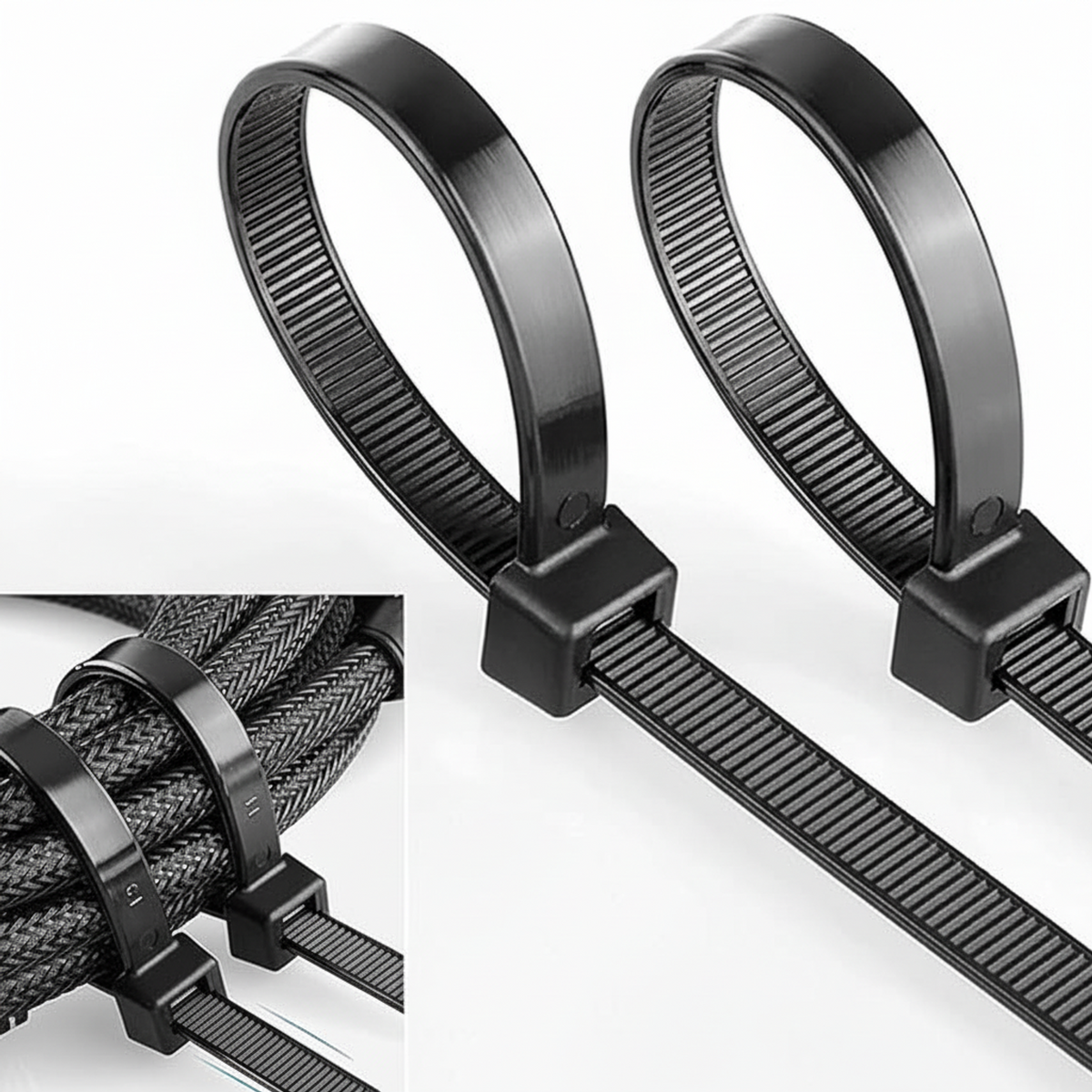 14" 75lb UV Black Cable Ties 100/bag