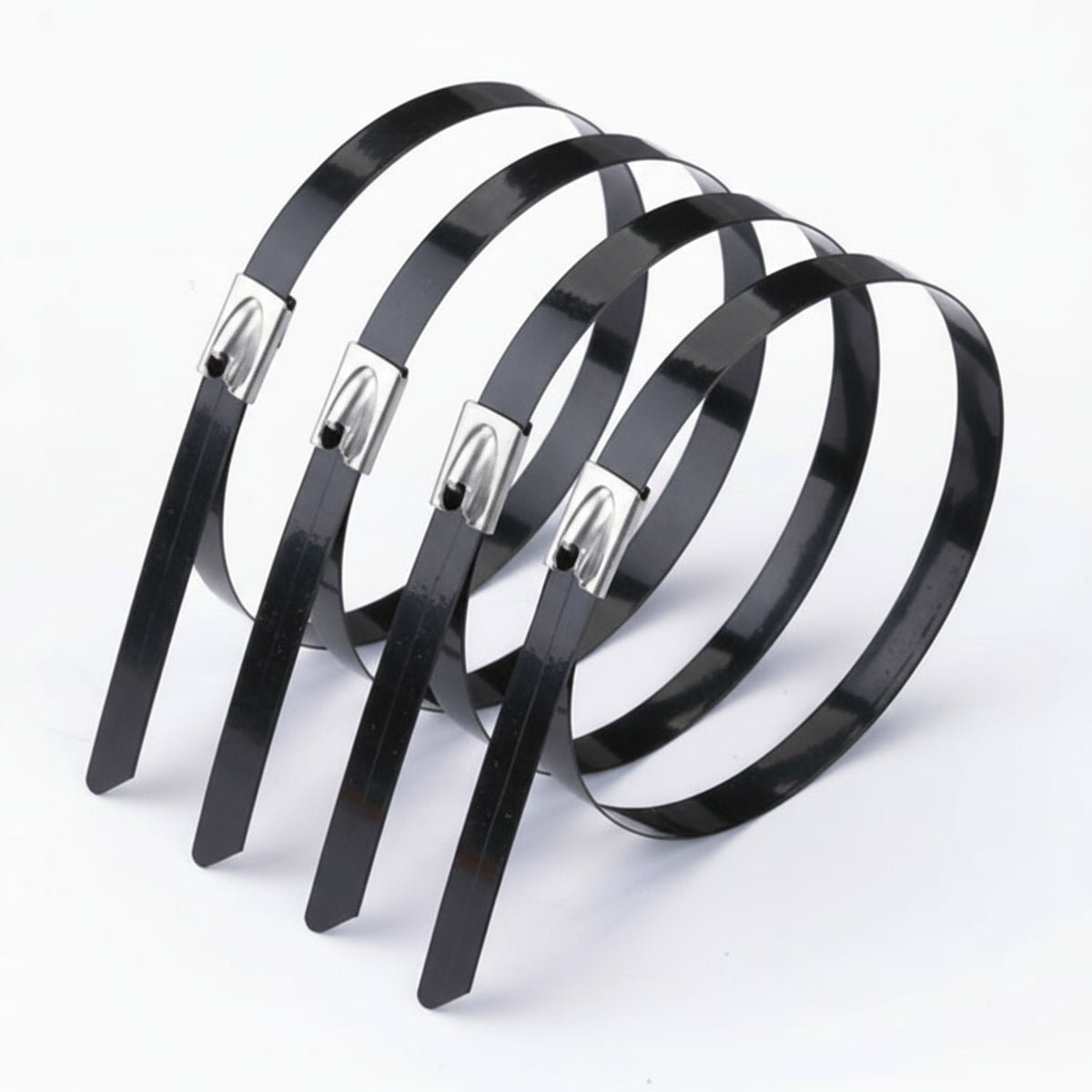 Panduit 8" 250lb Fully Coated Black Polyester 316 Pan-Steel Stainless Steel Cable Ties 50/bag Part #MLTFC2H-LP316