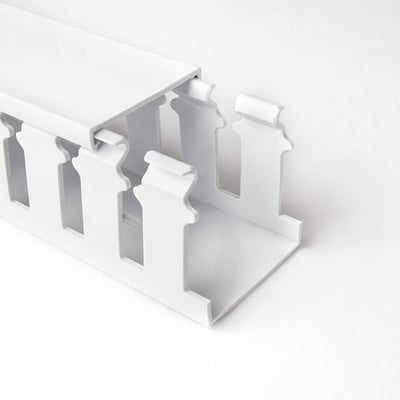 HellermannTyton 181-15107 Slotted Wall Wiring Duct, 1.5" X 1", Non-Adhesive, PVC, White, 120ft/Carton