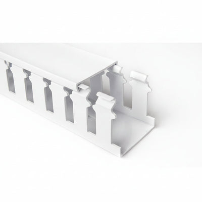 HellermannTyton 181-15106 Slotted Wall Wiring Duct, 1.5" X 1", Non-Adhesive, PVC, White, 30ft/Box