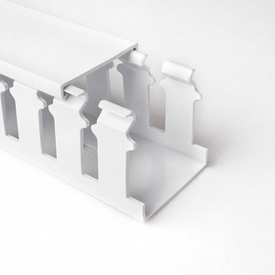 HellermannTyton 181-15209 Slotted Wall Wiring Duct, 1.5" X 2", Non-Adhesive, PVC, White, 120ft/Carton