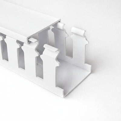 HellermannTyton 181-15212 Slotted Wall Wiring Duct, 1.5" X 2", Adhesive, PVC, White, 30ft/Box