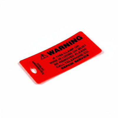 HellermannTyton GWT003X2 Ground Wire Tag, Telephone Warning, Polyethylene, Orange, 25/pkg