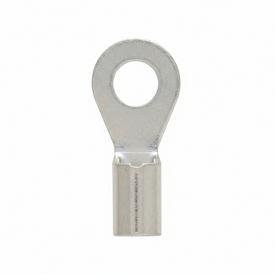 16-14 AWG Non-Insulated #6 Stud, Bare Butted Seam #6 Ring Terminals, 100/bag