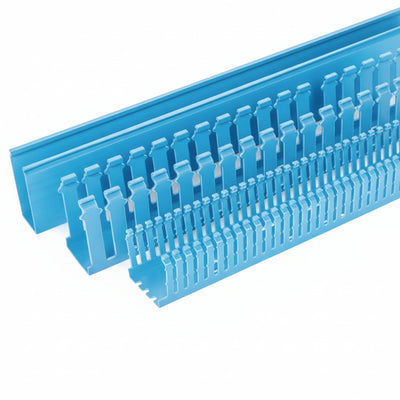 HellermannTyton 184-22044 High-Density Slotted-Wall Wiring Duct, 3" x 2", Non-Adhesive, PVC, Blue, 120 ft/carton