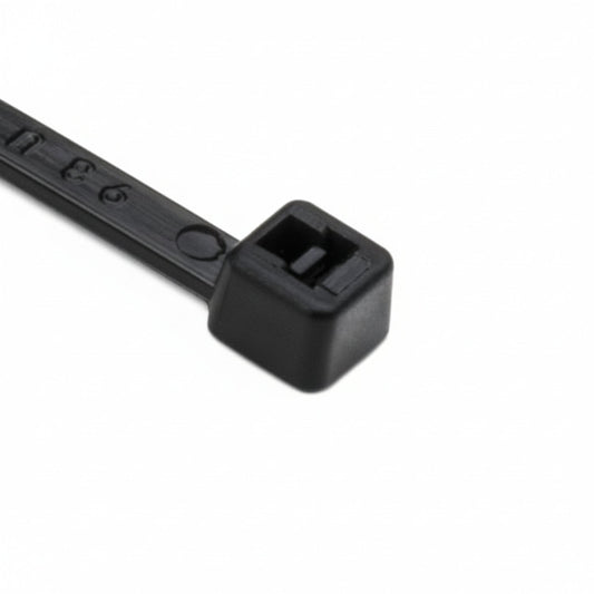 HellermannTyton T18L0C2 Standard Cable Tie, 8" Long, UL Rated, 18lb Tensile Strength, PA66, Black, 100/pkg