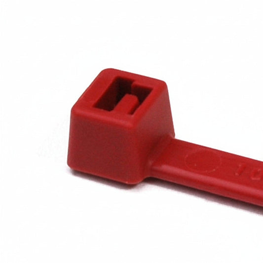 HellermannTyton T50R2C2UL Standard Cable Tie, 8" Long, UL Rated, 50lb Tensile Strength, PA66, Red, 100/pkg