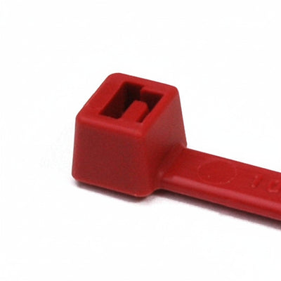 HellermannTyton T50R2C2UL Standard Cable Tie, 8" Long, UL Rated, 50lb Tensile Strength, PA66, Red, 100/pkg