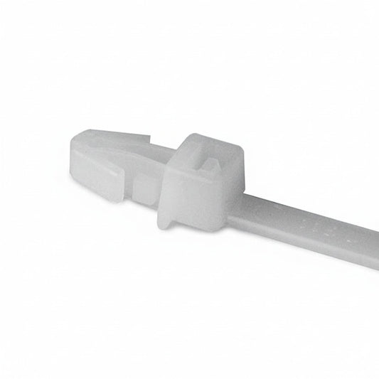 HellermannTyton T30RSF9C2 Arrowhead Push-Mount Cable Tie, 6.3"L, 30lb, 0.04"–0.09" Panel Thickness, PA66, Natural, 100/pkg