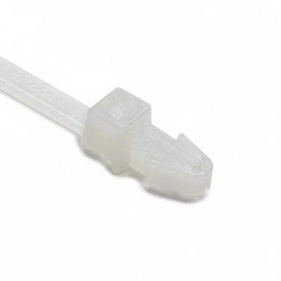 HellermannTyton T50RSF9C2 Arrowhead Push-Mount Cable Tie, 8.3"L, 50lb, 0.04"–0.14" Panel Thickness, PA66, Natural, 100/pkg