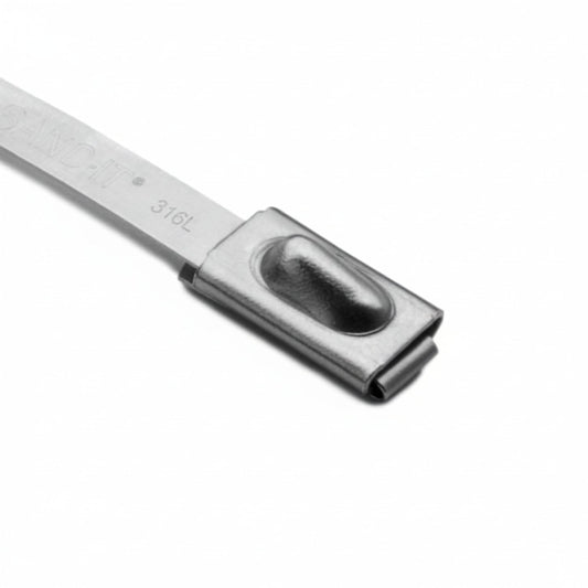HellermannTyton MBT8S-S Stainless Steel Tie, 7.9" Long, 202lb Tensile Strength, SS304, Metal, 100/pkg