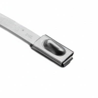 HellermannTyton MBT8S-S Stainless Steel Tie, 7.9" Long, 202lb Tensile Strength, SS304, Metal, 100/pkg