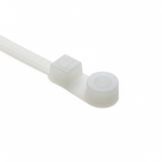 HellermannTyton T18MR9M4 Screw-Mount Cable Tie, 4.3" Long, #4 Screw, .79" Max Bundle Dia, 18lb, PA66, Natural, 1000/pkg