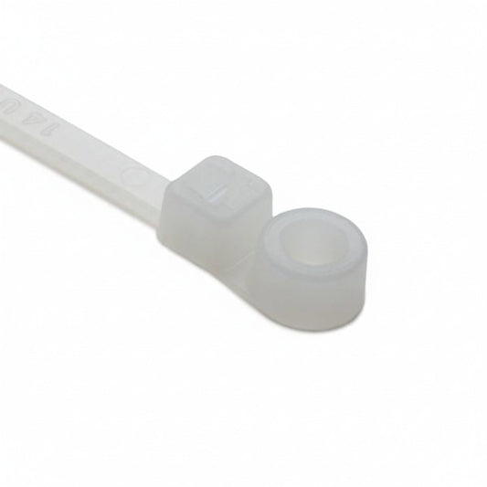 HellermannTyton T30MR9M4 Screw-Mount Cable Tie, 6.3" Long, #8 Screw, 1.3" Max Bundle Dia, 30lb, PA66, Natural, 1000/pkg