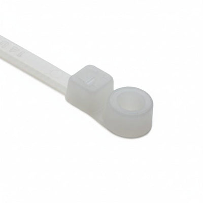HellermannTyton T30MR9M4 Screw-Mount Cable Tie, 6.3" Long, #8 Screw, 1.3" Max Bundle Dia, 30lb, PA66, Natural, 1000/pkg