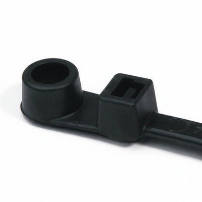 HellermannTyton T120MR0K2 Screw-Mount Cable Tie, 15.6" Long, #1/4 Screw, 4" Max Bundle Dia, 120lb, PA66, Black, 50/pkg
