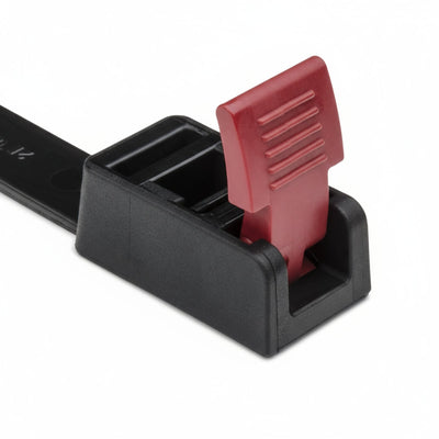 HellermannTyton 115-00030 Releasable Cable Tie, 29.6" Long, 200 lb Tensile Strength, PA66HIRH(S), Black, 5/pkg