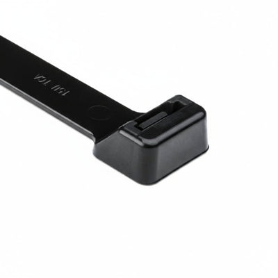 HellermannTyton RT255R0HIRX2 Releasable Cable Tie, Release Tab, 20" Long, 250lb Tensile Strength, PA66HIRHSUV, Black, 25/pkg