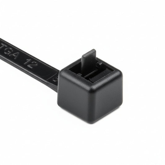 HellermannTyton RT50LL0M4 Releasable Cable Tie, Release Tab, 15" Long, 50 lb Tensile Strength, PA66, Black, 1000/pkg