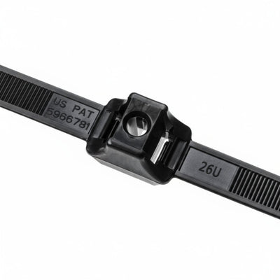 HellermannTyton DCT90HIRK2 Dual Clamp Tie, 13" Long, .25" Stud Dia, 1.30" Max Bundle Dia, 150lb, PA66HIRHSUV, Black 50/pkg