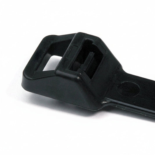 HellermannTyton RT250S0X2 Releasable Cable Tie, Release Tab, 9.1" Long, 250lb Tensile Strength, PA66, Black, 25/pkg