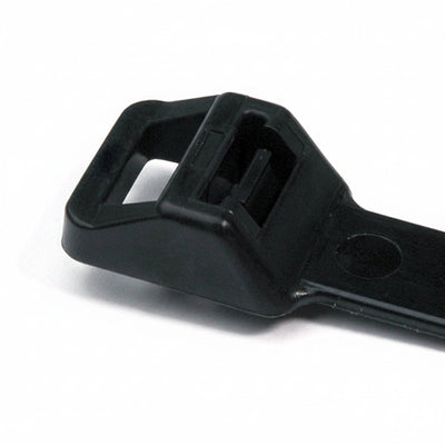 HellermannTyton RT250S0X2 Releasable Cable Tie, Release Tab, 9.1" Long, 250lb Tensile Strength, PA66, Black, 25/pkg