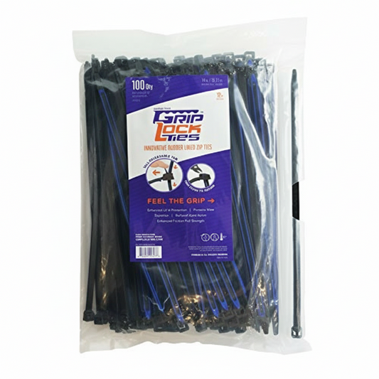 12" 70lb UV Black and Blue GripLockTies 48/bag
