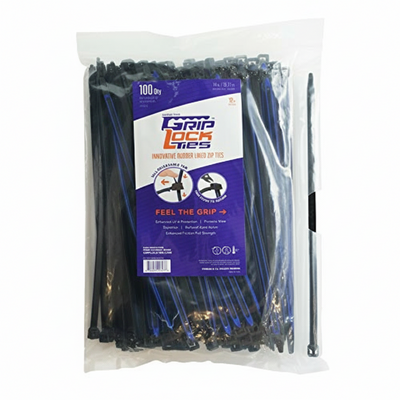 12" 70lb UV Black and Blue GripLockTies 48/bag