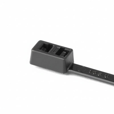 HellermannTyton T50RDH0M4 Double-Head Cable Tie, 8.3" Long, 50lb Tensile Strength, PA66, Black, 1000/pkg