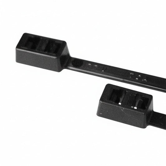 HellermannTyton T50IDH0UVC2 Double-Head Cable Tie, 12" Long, 50lb Tensile Strength, PA66UV, Black, 100/pkg