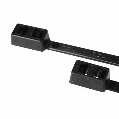 HellermannTyton T50IDH0UVC2 Double-Head Cable Tie, 12" Long, 50lb Tensile Strength, PA66UV, Black, 100/pkg