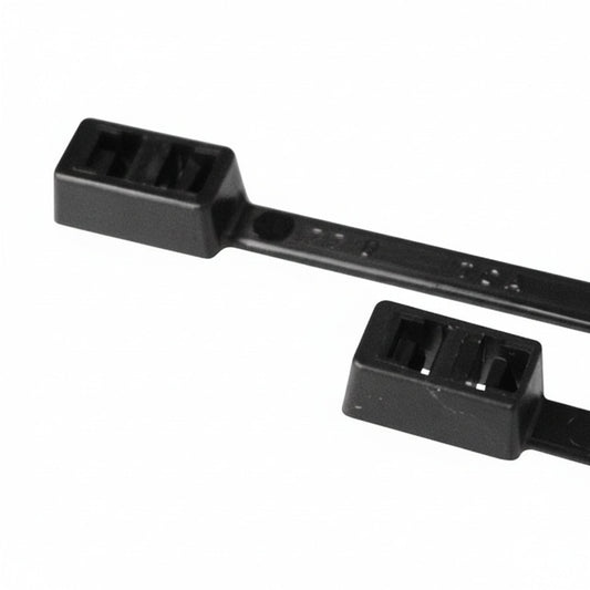 HellermannTyton T50LDH0HSM4 Double-Head Cable Tie, 15.6" Long, 50lb Tensile Strength, PA66HS, Black, 1000/pkg