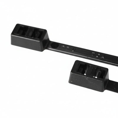 HellermannTyton T50LDH0HSM4 Double-Head Cable Tie, 15.6" Long, 50lb Tensile Strength, PA66HS, Black, 1000/pkg