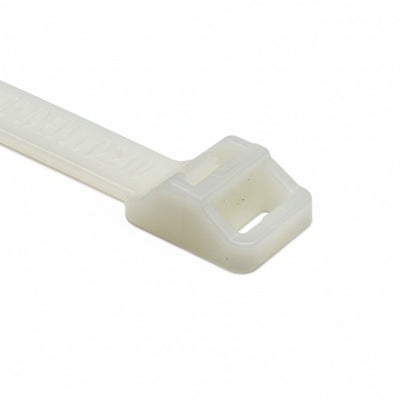 HellermannTyton RT250R9X2 Releasable Cable Tie, Release Tab, 20.3" Long, 250lb Tensile Strength, PA66, Natural, 25/pkg