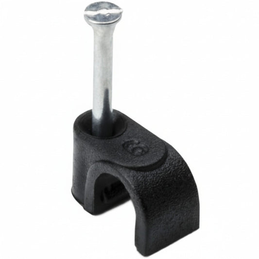 HellermannTyton NC60 Nail Clip, 0.24" Cable Diameter, PP;ST, Black, 100/pkg