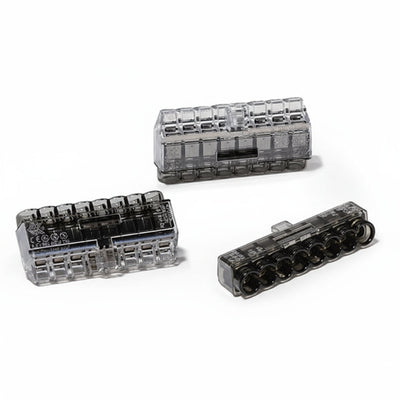 HellermannTyton 148-90041 HelaCon Plus Mini, Push-In Style Wire Connector, Double Spring, 8-Port, (PC), Black, 50/pkg