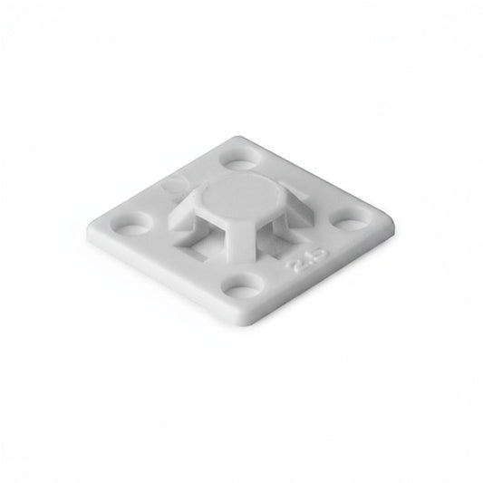 HellermannTyton MB2.5A10M4 Adhesive Cable Tie Mount, .63"x.63", .10" Max Tie, White, 1000/pkg