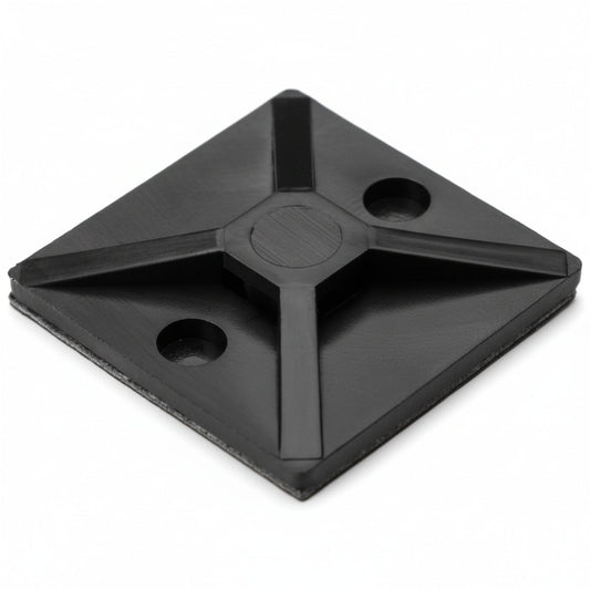 HellermannTyton 151-00646 Adhesive Cable Tie Mount, 1.12" x 1.12", .18" Max Tie Width, .18" Hole Dia, PA66UV, Black, 500/pkg