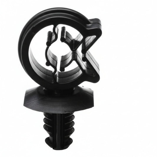 HellermannTyton 151-00927 Fir Tree C-Clip, .24"–.30" Bundle Dia, .03"–.25" Panel, .26" Mnt Hole, PA66HIRHSUV, Black, 100/pkg