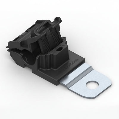 HellermannTyton 151-01418 Ratchet P-Clamp, .24"–.54" Bundle Dia, 180° Short, .51" Hole Dia, PA66HIRHSUV/ST/ZN, Black, 300/ctn