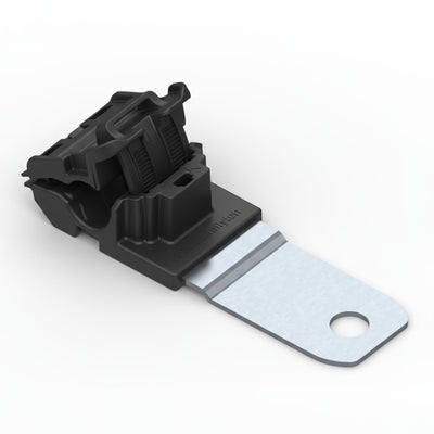HellermannTyton 151-01420 Ratchet P-Clamp, .24"–.54" Bundle Dia, 180° Medium, .41" Hole Dia, PA66HIRHSUV/ST/ZN, Black, 200/ctn