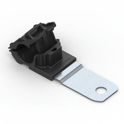 HellermannTyton 151-01442 Ratchet P-Clamp, .52"–.77" Bundle Dia, 180° Medium, .33" Hole Dia, PA66HIRHSUV/ST/ZN, Black, 200/ctn