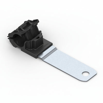 HellermannTyton 151-01445 Ratchet P-Clamp, .52"–.77" Bundle Dia, 180° Long, .33" Hole Dia, PA66HIRHSUV/ST/ZN, Black, 200/ctn