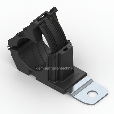 HellermannTyton 151-01475 Ratchet P-Clamp, .76"–1.42" Bundle Dia, 180° Short, .41" Hole Dia, PA66HIRHSUV/ST/ZN, Black, 160/ctn