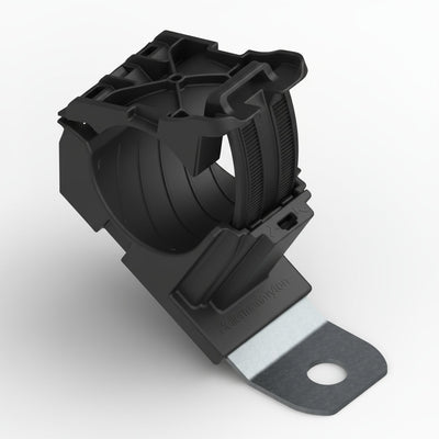 HellermannTyton 151-01487 Ratchet P-Clamp, .76"–1.42" Bundle Dia, 30° Short, .41" Hole Dia, PA66HIRHSUV/ST/ZN, Black, 160/ctn